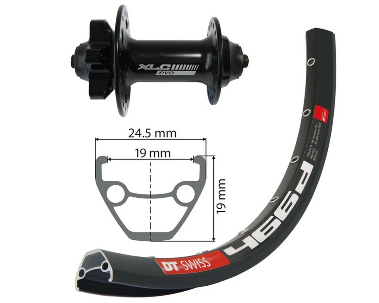Dt-swiss DT Swiss Vorderrad 27.5 Zoll MTB/Trekking 6-Loch 100mm XLC D466 Disc | Black