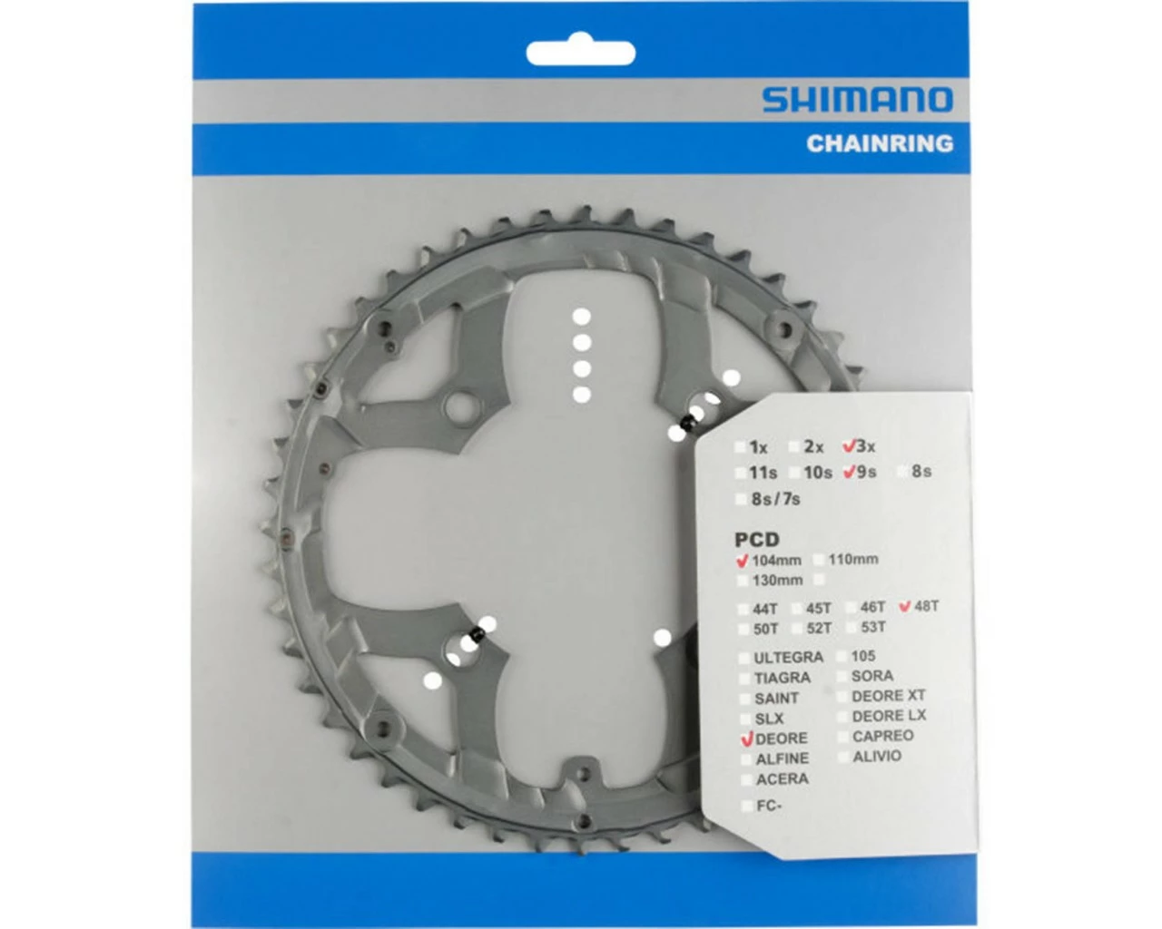 Shimano Kettenblatt DEORE FC-M590 104 Mm Lochkreis 48 Zähne Für KSR | Grau 1 Shimano Kettenblatt DEORE FC-M590 104 Mm Lochkreis 48 Zähne Für KSR | Grau